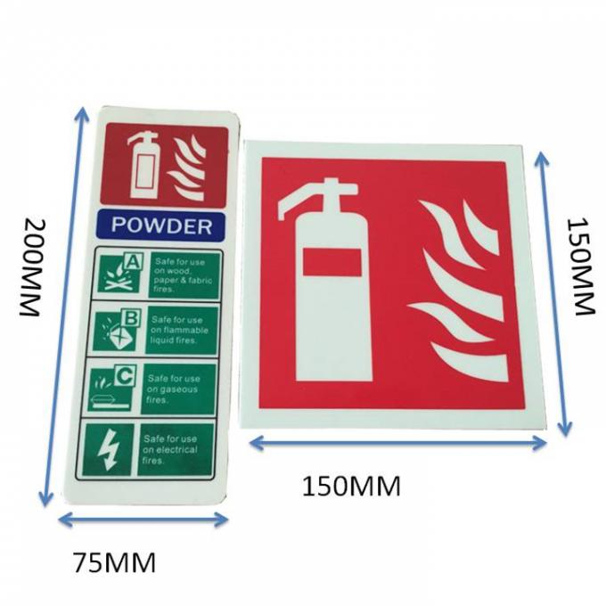 Les instructions luminescentes d'équipement du feu signent la lueur dans le signe de sécurité foncé