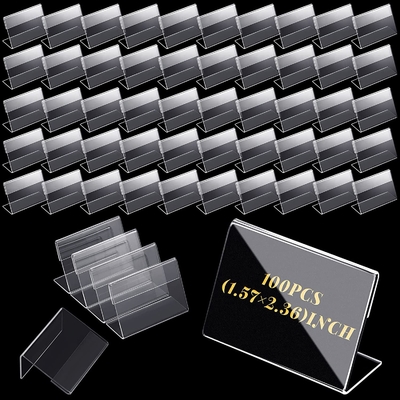 support de cartes en forme de L d'inclinaison horizontale de 100pcs Mini Transparent Acrylic Logo Display