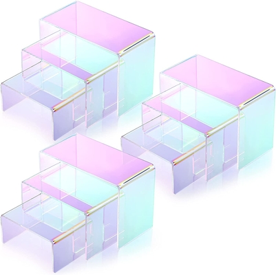 Support moyen acrylique de rectangle de présentoir d'arc-en-ciel grand petit