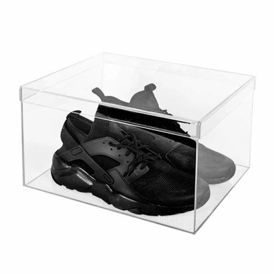 Logo adapté aux besoins du client viable de boîtes à chaussures empilables acryliques claires de magasin de conteneur