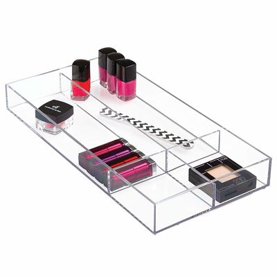 Boîtes de rangement acryliques de plexiglass pour le maquillage, vitrine acrylique de bijoux