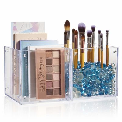 Support cosmétique acrylique d'entreposage en boîte d'art fin pour la brosse de maquillage