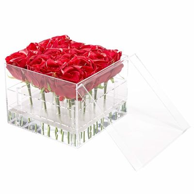 ISO9001 les trous acryliques de la boîte de rangement 9 fleurissent la boîte acrylique avec le couvercle