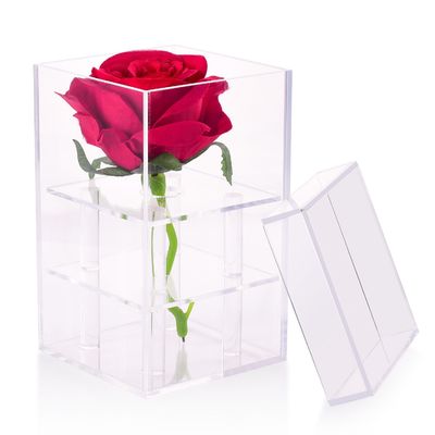 Boîte de rangement acrylique Rose Acrylic Box préservée simple de résistance de fente