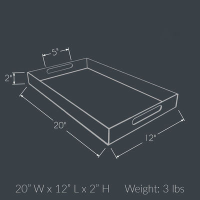 Tray With Handles servant acrylique clair multifonctionnel 21.6x11.6x10cm