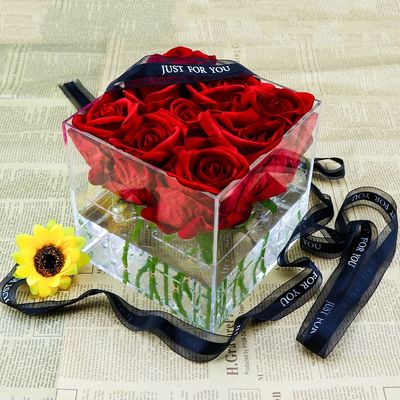 boîte acrylique épaisse de fleur de 0.5mm avec des trous pour le cadeau de mariage de Saint-Valentin