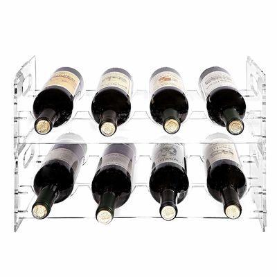 Organisateur acrylique empilable de bouteille de 8 bouteilles de support acrylique libre de bouteille