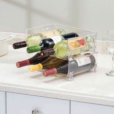 Support acrylique debout empilable de support de support de bouteille pour le réfrigérateur d'office de cuisine