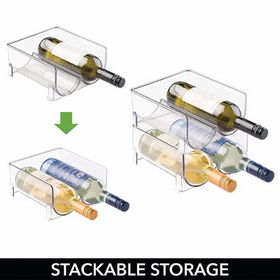 Résistance à l'impact acrylique en plastique de porte-bouteilles de vin pour des partie supérieure du comptoir de cuisine empilables
