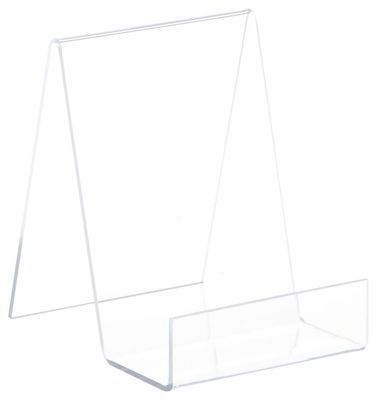 Dos d'appartement acrylique clair de présentoir de chevalet de Plymor avec 3,5&quot; rebord de boîte